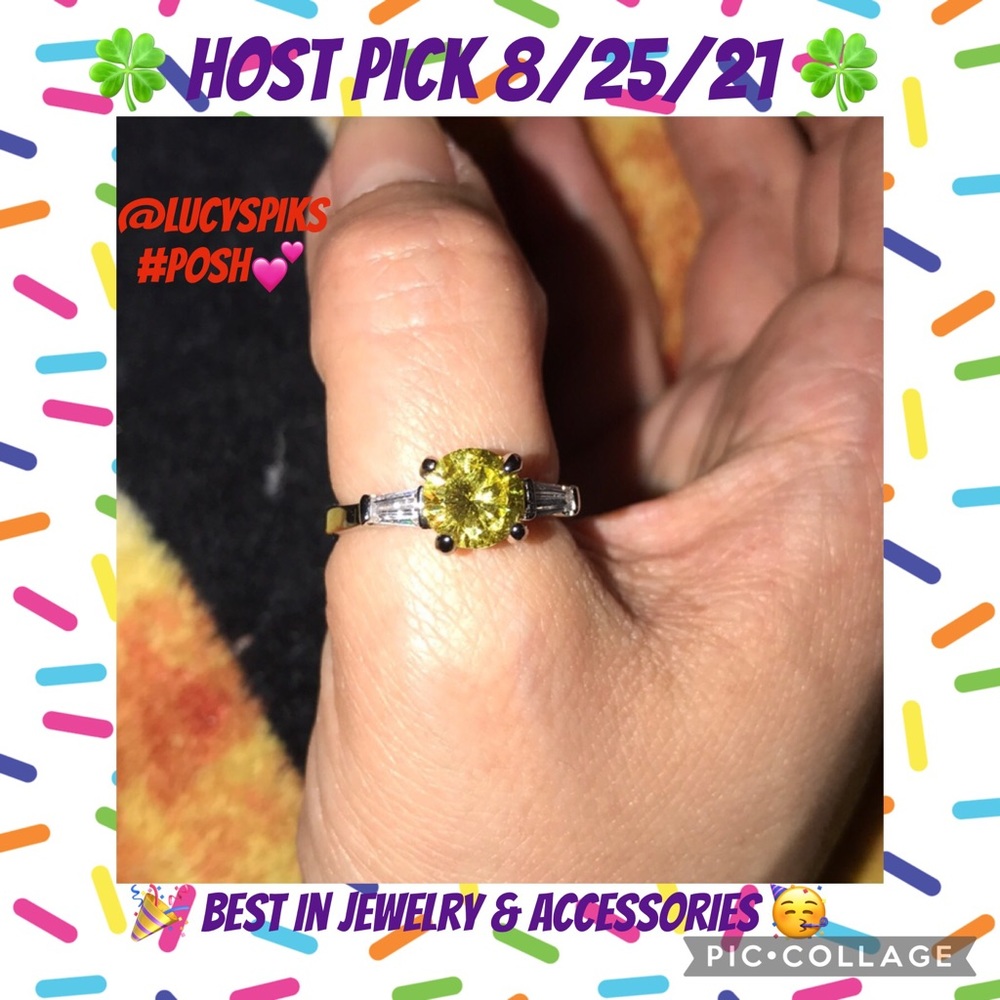 Diamond 💎 candle 🕯 ring yellow and white gemstones size 7.5 new